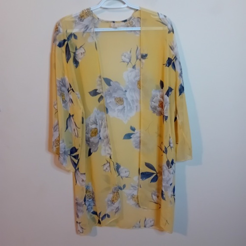 Women's I Joah Sheer Chiffon Lightweight Floral‎ Flower Cardigan Duster Office S - Picture 4 of 14